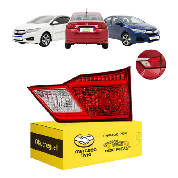 Lanterna Tampa Mala Direita Honda City 2015 2016 2017 Direito/passageiro Vermelho/cristal