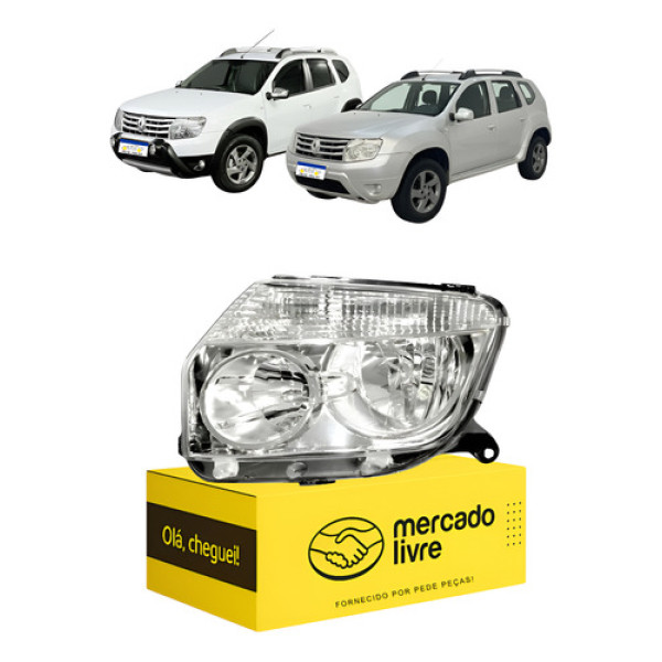 Farol Renault Duster 2012 2013 2014 2015 Cromado Novo Le Esquerdo