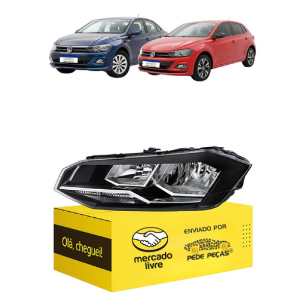 Farol Polo Virtus 2017 18 A 2022 Friso Cromado C/avaria L.e Esquerdo/motorista