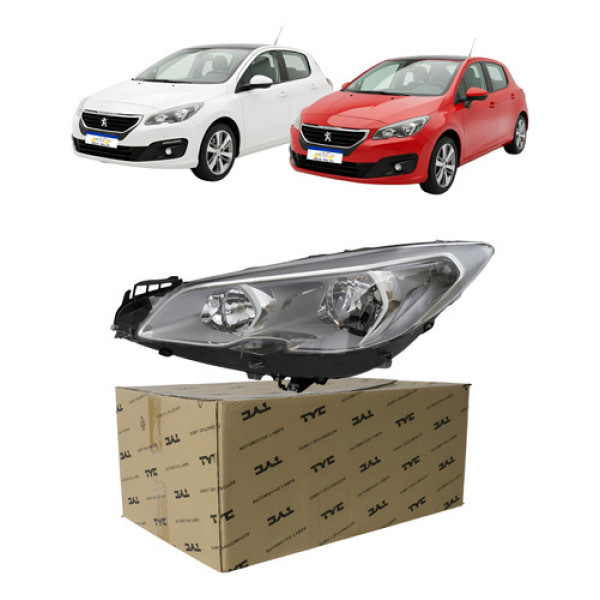Farol Esquerdo Mascara Cromada Peugeot 308 2016 A 2019 Novo Esquerdo/motorista Farol Esquerdo Mascara Cromada Peugeot 308 2016 A 2019 Novo Esquerdo/motorista