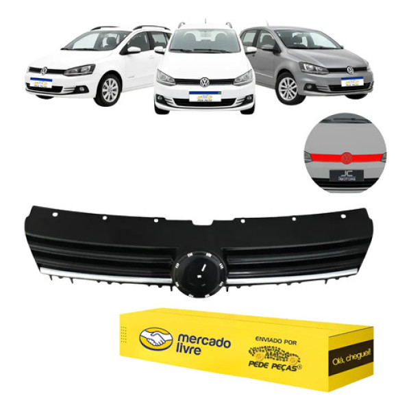 Grade Radiador Vw Fox 2015 A 2022 Spacefox 2015 A 2019 Black Preto