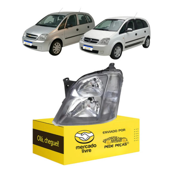 Farol Chevrolet Meriva Ss 2003 2004 A 2012 Mascara Cinza