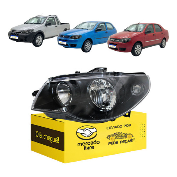 Farol Siena Palio Strada 2005 06 07 08 09 A 2017 M/negra L.e Esquerdo/motorista