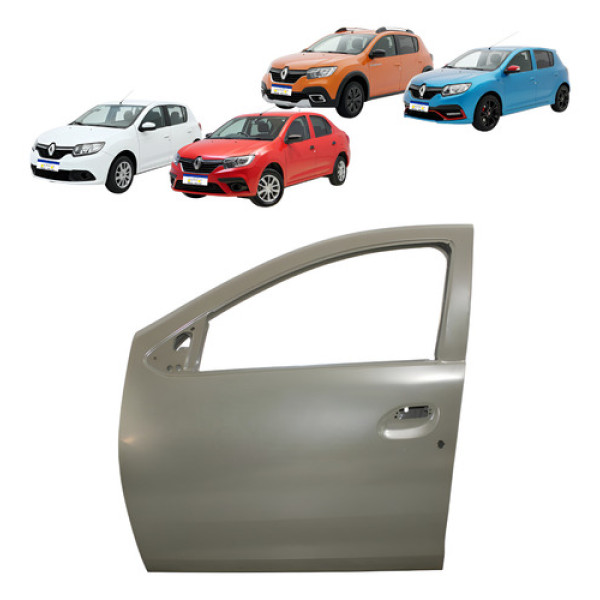 Porta Dianteira Esquerda Sandero Logan 2014 15 16 17 A 2024 Cinza Dianteira Esquerdo Motorista