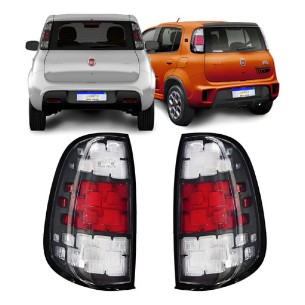 Par Lanterna Fiat Uno 15 16 2017 2018 2019 2020 2021 Cristal Ambos Lados Vermelho