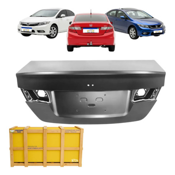 Tampa Traseira Malas Honda Civic 2012 13 14 15 2016 Preto Liso Para Pintura
