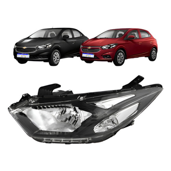 Farol Chevrolet Onix Prisma 2017 2018 2019 Friso Preto Le Esquerdo/motorista Farol Chevrolet Onix Prisma 2017 2018 2019 Friso Preto Le Esquerdo/motorista