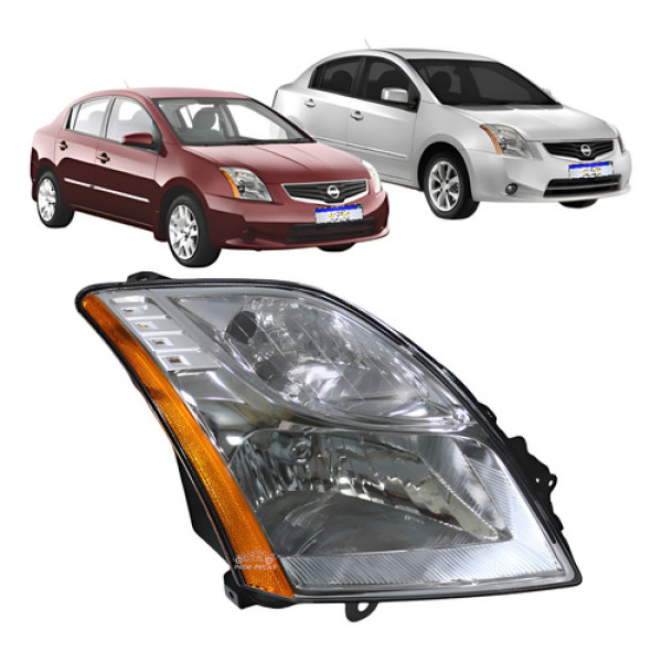 Farol Nissan Sentra Cromado Ambar 2010 2011 2012 2013 Ld Direito/passageiro