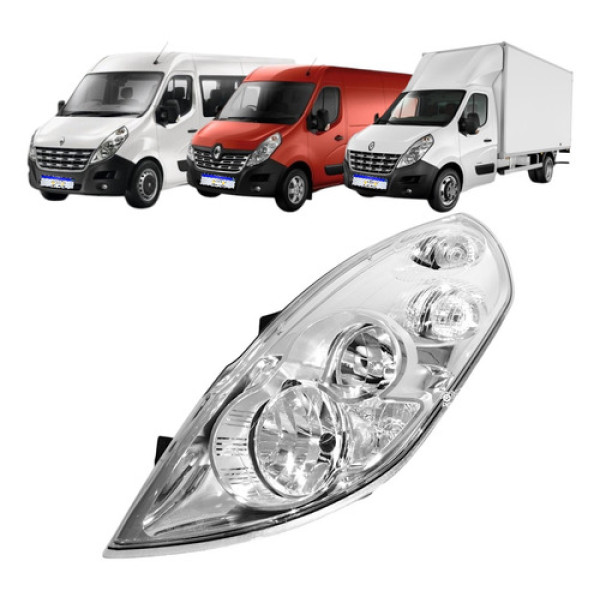 Farol Renault Master 2013 2014 A 2022 Cromado S/auxiliar Le