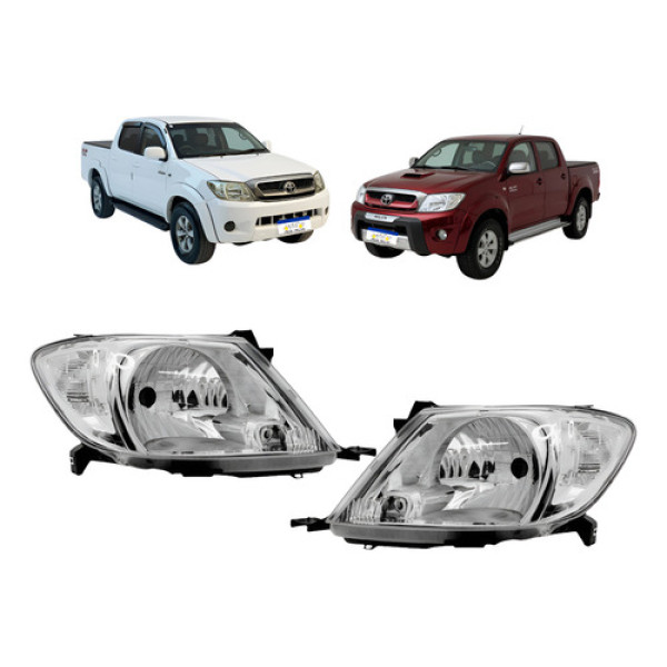 Farol Toyota Hilux 2006 2007 A 2011 Cromado Par Novo - Ambos Lados