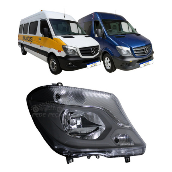 Farol Sprinter 2017 2018 2019 Elétrico C/motor Máscara Cinza