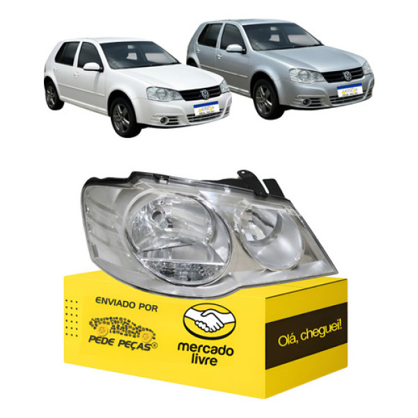 Farol Golf 2008 2009 2010 2011 2012 2013 L.d Cromado Direito/passageiro