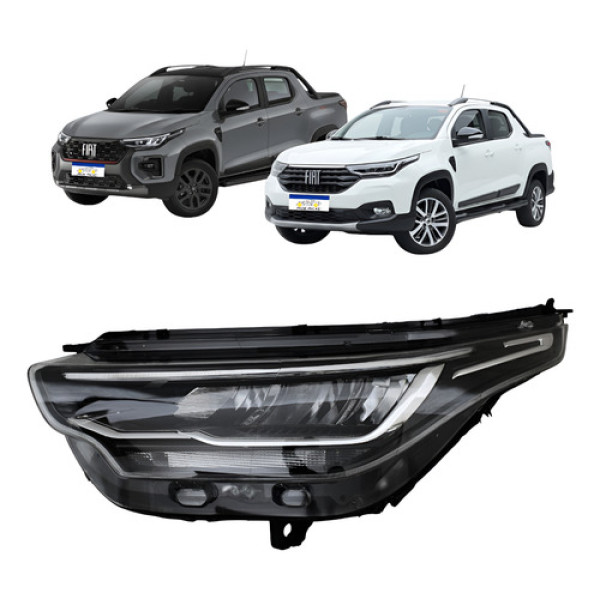 Farol Fiat Strada Volcano 2021 A 2026 Full Led Le Novo Esquerdo/motorista Farol Fiat Strada Volcano 2021 A 2026 Full Led Le Novo Esquerdo/motorista