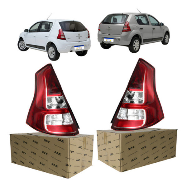 Par Lanterna Renault Sandero 2012 2013 2014 Borda Vermelha Ambos Lados Vermelho