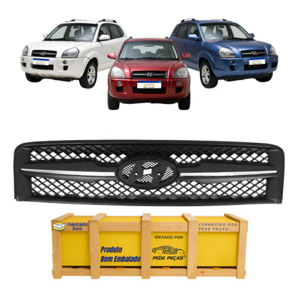 Grade Do Capo Radiador Tucson 2005 2006 2007 2008 Gl Gls Preto Cromado