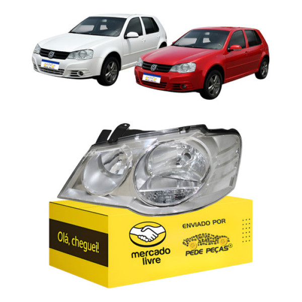 Farol Esquerdo Golf 2008 2009 2010 2011 2012 2013 Cromado Esquerdo/motorista