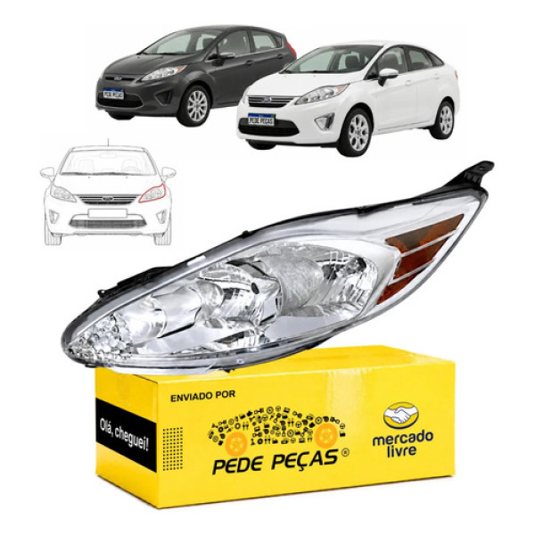 Farol Ford Fiesta Mexicano 2011 2012 2013 Tyc Le Hatch Sedan Esquerdo/motorista