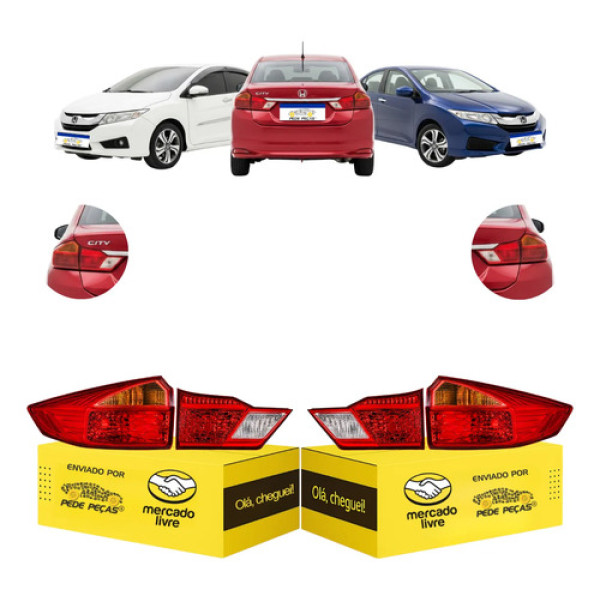 Jogo Lanterna Traseira Canto Tampa Honda City 2015 2016 2017 Ambos Lados