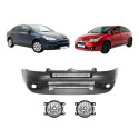 Parachoque Citroen C4 Completo C/ Milha 2007 A 2013 Preto