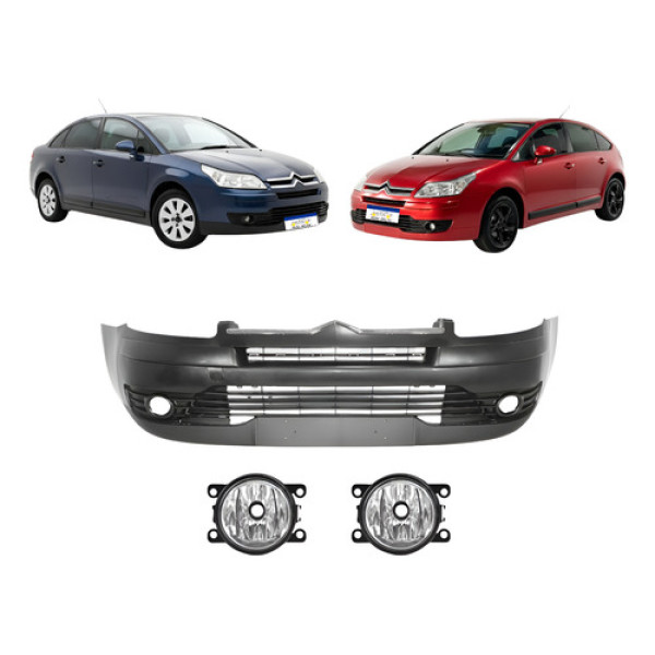 Parachoque Citroen C4 Completo C/ Milha 2007 A 2013 Preto
