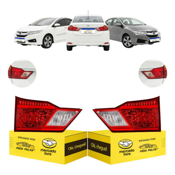 Par Sinaleira Traseira Tampa Honda City 2015 2016 2017 Ambos Lados Vermelho/cristal