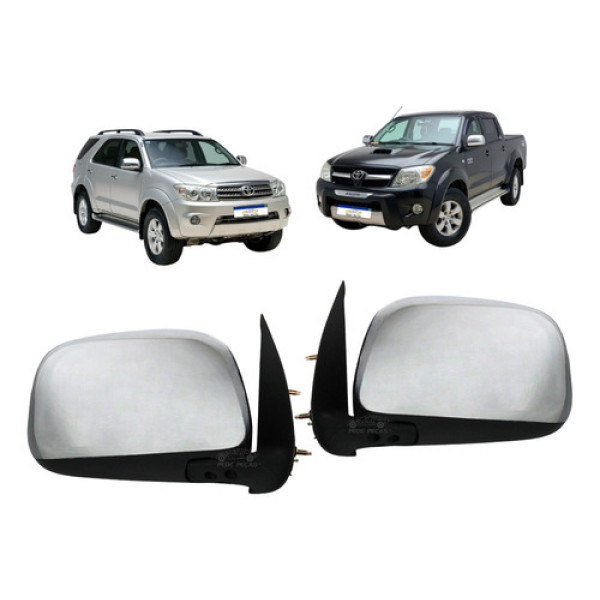 Par Retrovisor Toyota Hilux Sw4 2006 A 2015 Manual Cromado