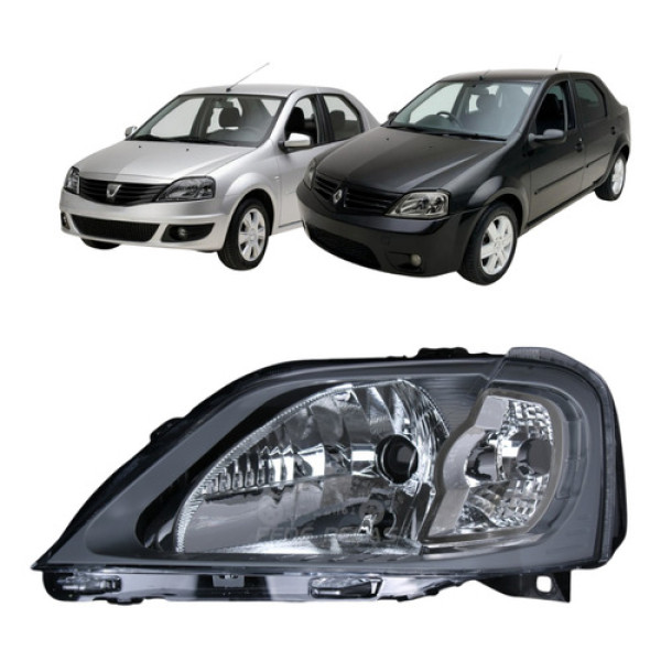 Farol Esquerdo Renault Logan 2007 2008 A 2013 Macara Cinza