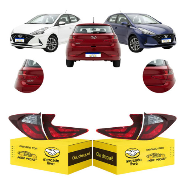 Lanternas Canto E Tampa Hb20 Hatch 2020 21 2022 Fume Par Ambos Lados Fumê