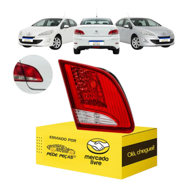 Sinaleira Traseira Tampa Peugeot 408 2011 A 2015 Le Novo Esquerdo/motorista Vermelho