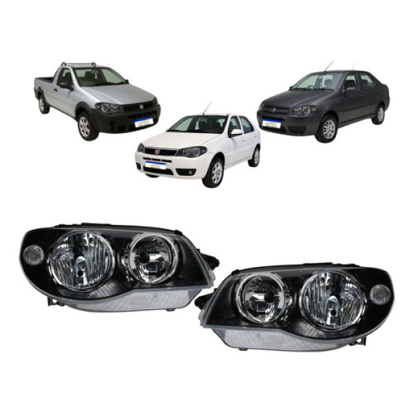 Par Farol Mascara Negra Fiat Palio Strada Siena 2004 A 2017