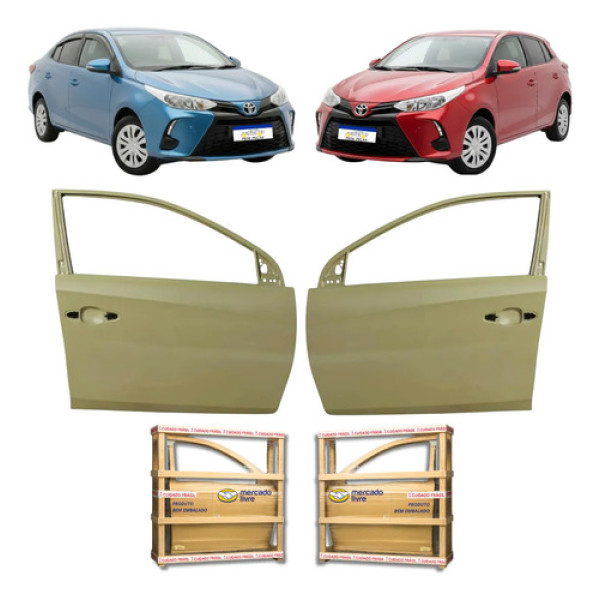 Par Porta Dianteira Yaris Hatch 2019 2020 A 2025 Novo Dianteira Ambos Os Lados Cinza