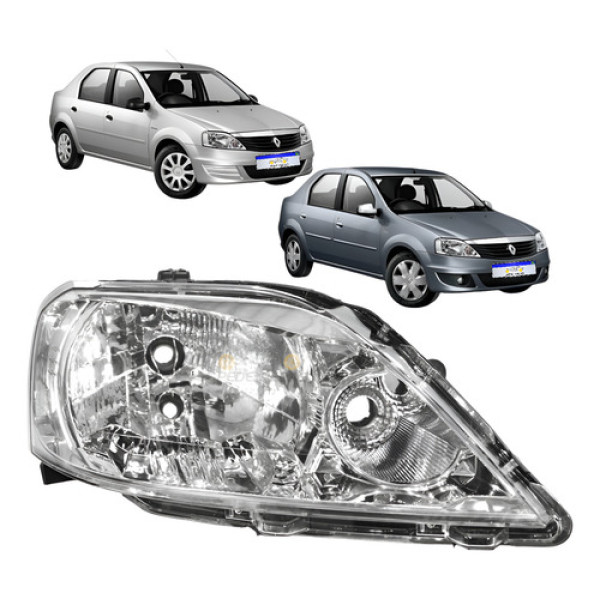 Farol Renault Logan Cromado 2011 2012 2013 Novo Ld Direito