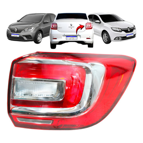 Lanterna Renault Logan 2014 2015 2016 2017 2018 A 2022 L.d Direito/passageiro Vermelho