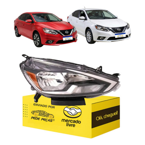 Farol Ld Nissan Sentra 2017 2018 2019 2020 Sv S Sl Novo Direito/passageiro