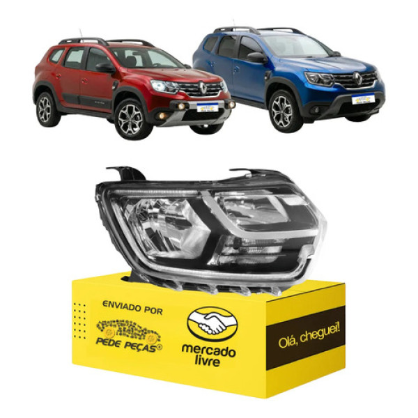 Farol Renault Duster 2021 22 23 2024 C/led C/reator Direito Direito/passageiro