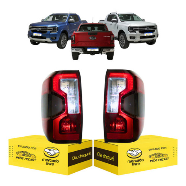 Par Lanterna Traseira Ford Ranger 2024 2025 2026 Full Led 8p Ambos Lados Fumê