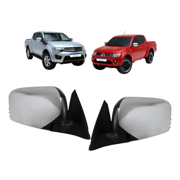 Retrovisor Manual Mitsubishi Triton 2009 A 2017 Cromado Par