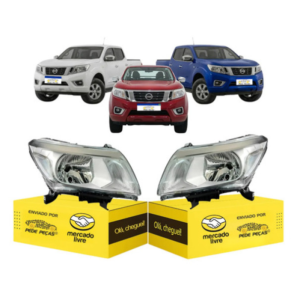 Par Farol Nissan Frontier 2018 A 2021 Cromado Foco Simples