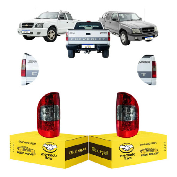 Par Lanterna Chevrolet S10 2001 2002 2003 A 2008 Fume Claro Ambos Lados Vermelho