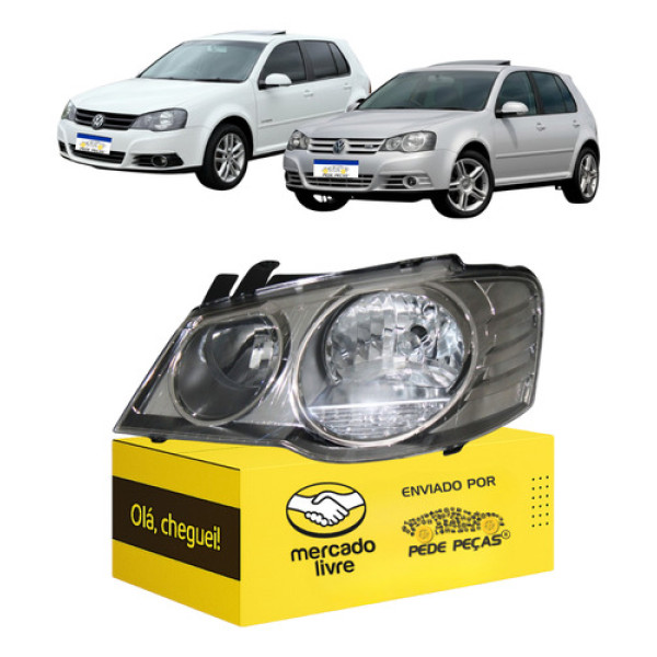 Farol Vw Golf 2008 2009 2010 2011 2012 2013 L.e Cromomix Esquerdo/motorista