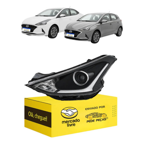 Farol Sinaleira Hb20 Hb20s 2020 21 2022 C/led C/projetor Le Esquerdo/motorista