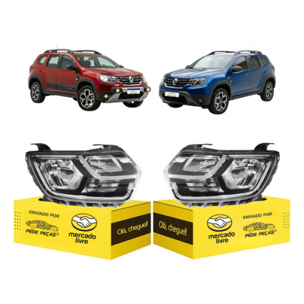 Par Farol Renault Duster 2021 22 23 2024 C/led C/reator Novo Ambos Lados