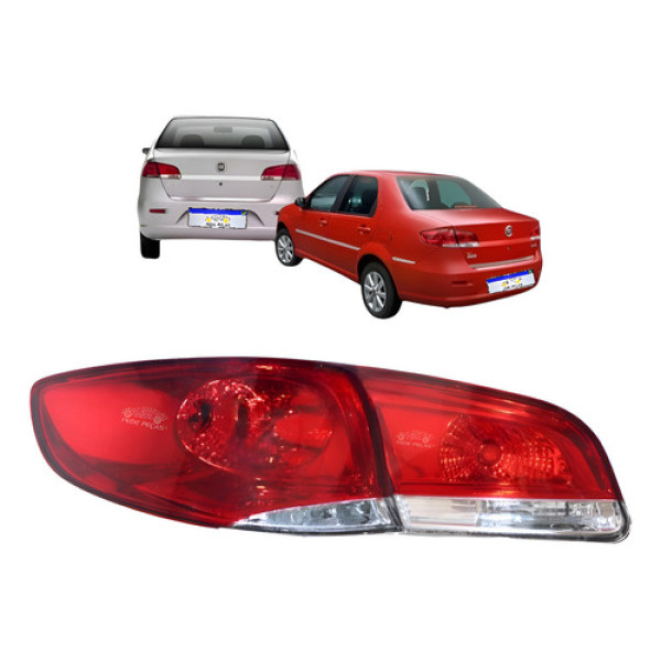 Par Lanterna Fiat Siena 2008 2009 2010 2011 2012 A 2016 Le Esquerdo/motorista Vermelho