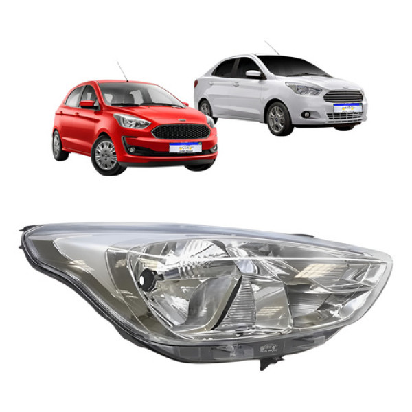 Farol Ford Ka 2019 2020 2021 Cromado Novo Ld Direito/passageiro Farol Ford Ka 2019 2020 2021 Cromado Novo Ld Direito/passageiro