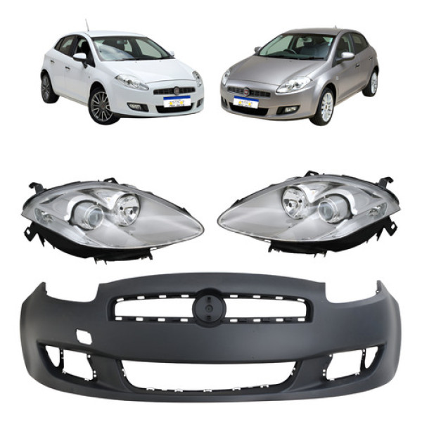 Kit Parachoque Dianteiro Farois Ld Le Fiat Bravo 2011 A 2014 Preto