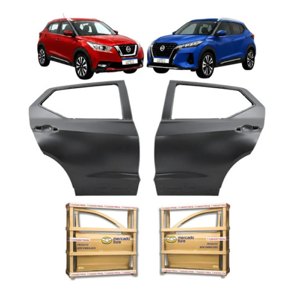 Par Porta Traseira Kicks 2016 2019 2020 A 2024 Novo Traseira Ambos Os Lados Preto