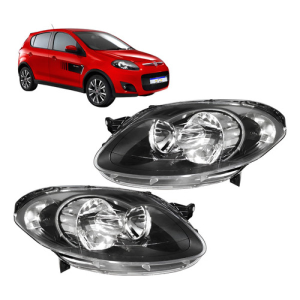 Par Farol Fiat Palio 2012 2013 2014 A 2018 Mascara Negra