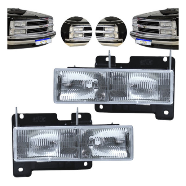 Par Farol Gm Silverado Foco Duplo 1993 94 95 96 97 98 A 2001