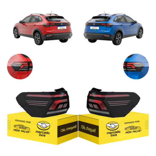 Par Lanterna Vw Nivus 2020 2021 2022 23 A 2026 C/led Novas Ambos Lados Fumê