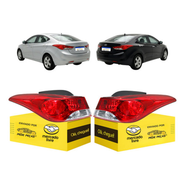 Par Lanterna Sinaleira Elantra 2012 2013 2014 2015 Gls Nova Ambos Lados Vermelho